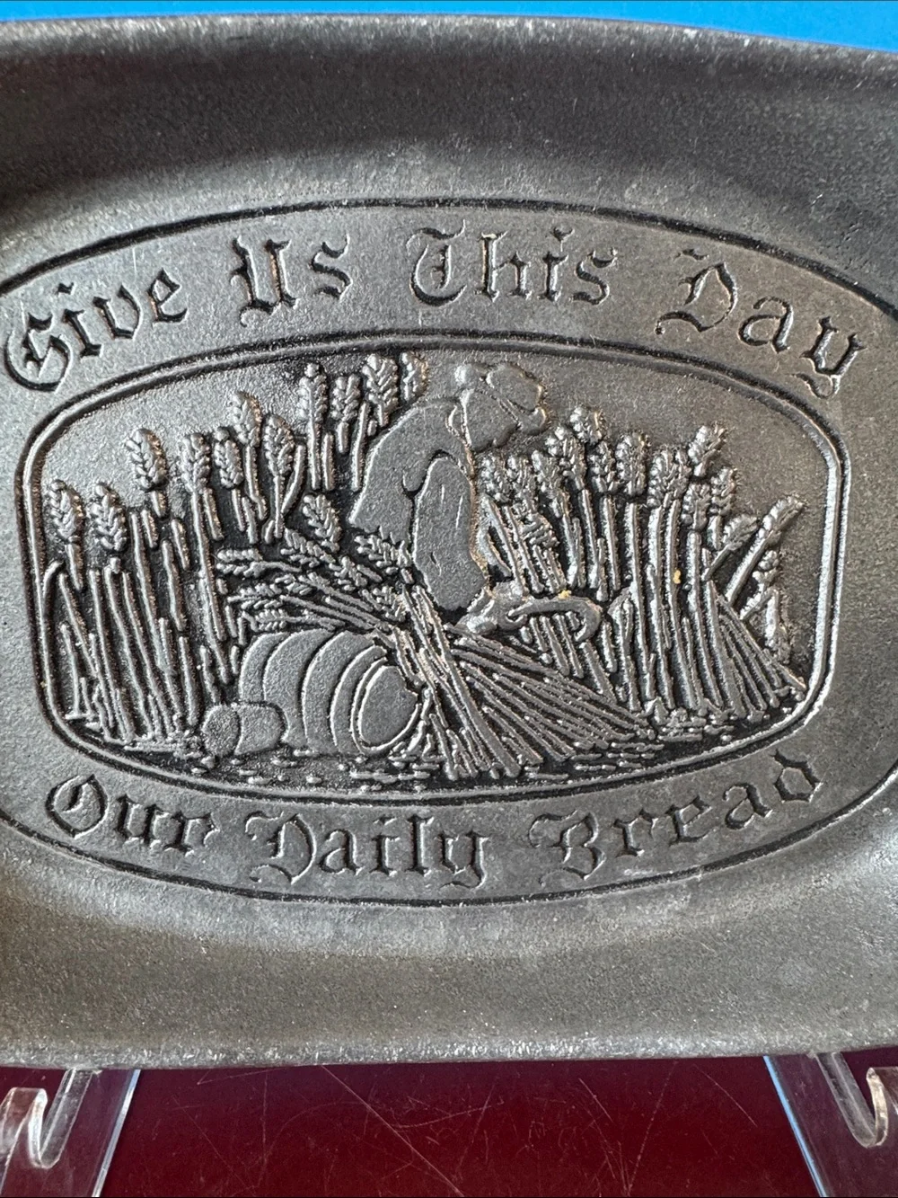 Wilton Armetale Pewter Bread Tray Give Us This Day Our Daily Bread Metal Decor